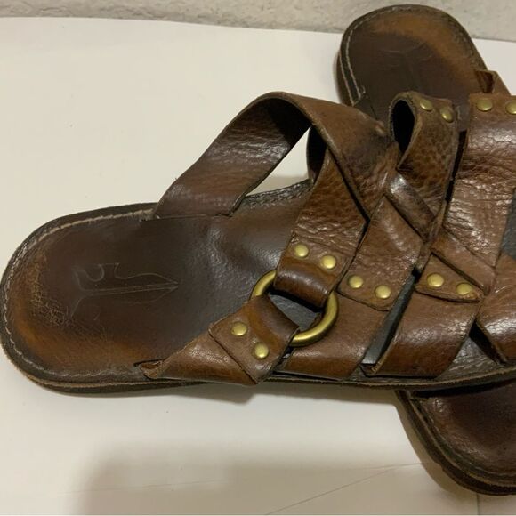 Frye Men Leather LudLow Slide Sandals Size 10 (11.25”) main image 10